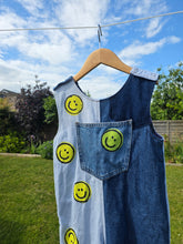 Load image into Gallery viewer, Unisex 'Reworked' Kids Denim 'Smiley' Dungarees Age 4-5 Years