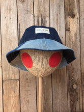 Load image into Gallery viewer, Reworked Denim Bucket Hat Spearmint Dragonfly/Purple Dragonfly Age 4 - 10 Years