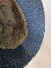 Load image into Gallery viewer, Reworked Denim Bucket Hat Blue Woodlouse/Purple Check Age 2 - 4 Years