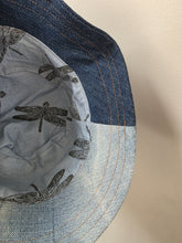 Load image into Gallery viewer, Reworked Denim Bucket Hat Blue Dragonfly Age 2 - 4 Years