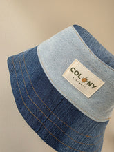 Load image into Gallery viewer, Reworked Denim Bucket Hat Rust Dragonfly Age 1 - 2 Years