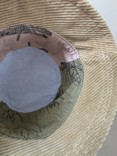 Load image into Gallery viewer, Reworked Corduroy Bucket Hat Green Ant/Pink Dragonfly/Blue Linen Age 1 - 2 Years