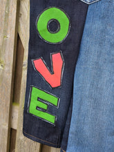 Load image into Gallery viewer, Unisex 'Reworked' Kids Denim 'LOVE' Dungarees Age 2-3 Years