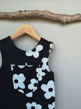 Load image into Gallery viewer, Monochrome Flower Unisex 'Reworked' Kids Denim Dungarees Age 2-3 Years