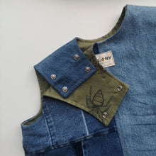 Load image into Gallery viewer, Short 'Reworked' unisex denim childrens dungarees Age 6-7 years