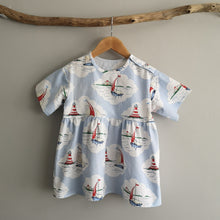 Load image into Gallery viewer, Sail Boat Cotton Girls Dress Age 2-3 Years
