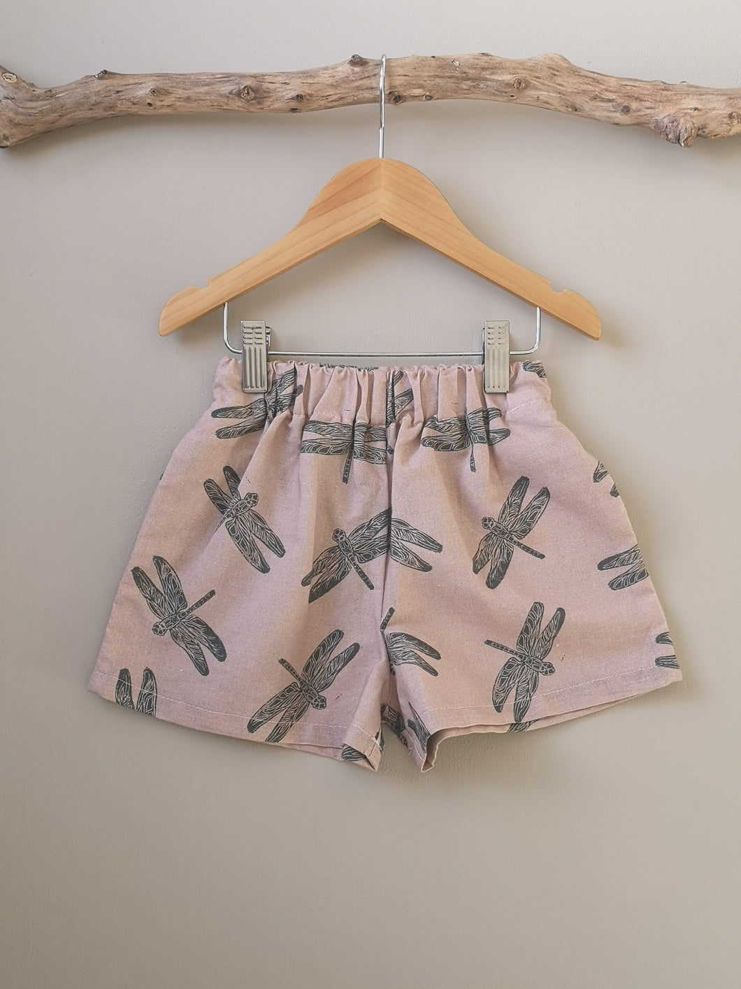 Dragonfly Print Linen/Cotton Children's Shorts