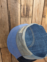 Load image into Gallery viewer, Reworked Denim Bucket Hat Rust Dragonfly/Pink Woodlouse Age 4 - 10 Years
