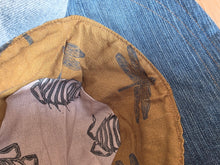 Load image into Gallery viewer, Reworked Denim Bucket Hat Rust Dragonfly/Pink Woodlouse Age 4 - 10 Years
