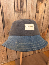 Load image into Gallery viewer, Reworked Denim Bucket Hat Rust Dragonfly Age 4 - 10 Years
