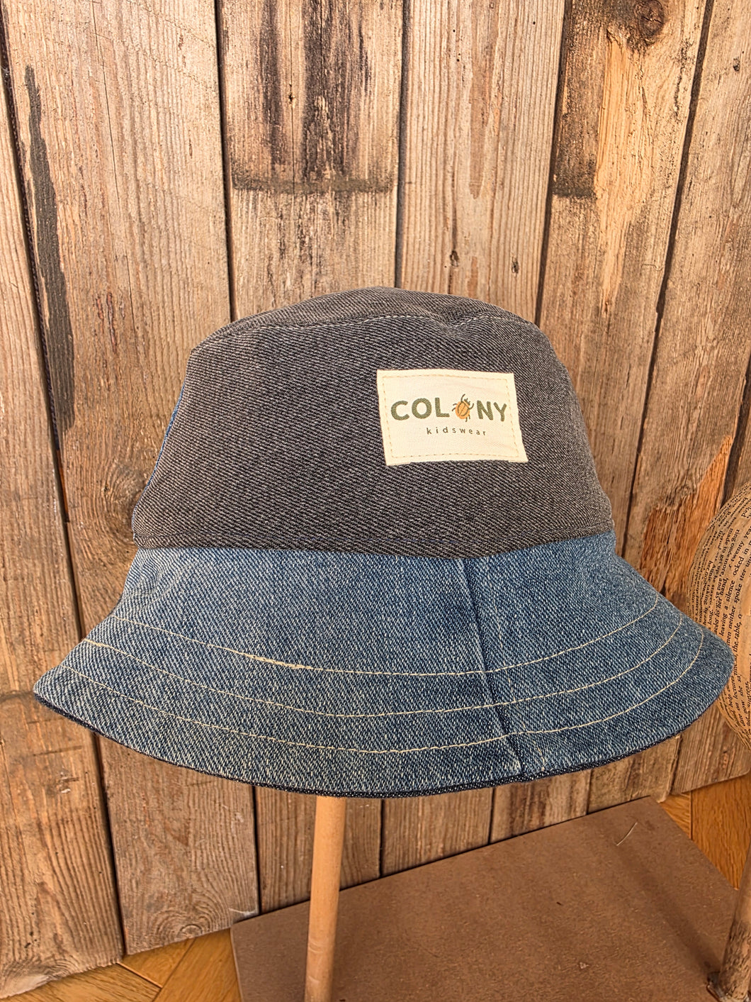 Reworked Denim Bucket Hat Rust Dragonfly Age 4 - 10 Years