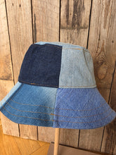 Load image into Gallery viewer, Reworked Denim Bucket Hat Spearmint Dragonfly/Purple Dragonfly Age 4 - 10 Years
