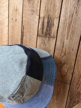 Load image into Gallery viewer, Reworked Denim Bucket Hat Spearmint Dragonfly/Purple Dragonfly Age 4 - 10 Years
