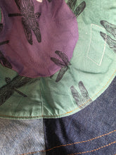 Load image into Gallery viewer, Reworked Denim Bucket Hat Spearmint Dragonfly/Purple Dragonfly Age 4 - 10 Years
