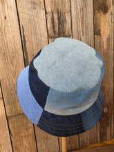 Load image into Gallery viewer, Reworked Denim Bucket Hat Spearmint Woodlouse/Pink Woodlouse Age 4 - 10 Years
