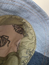 Load image into Gallery viewer, Reworked Denim Bucket Hat Green Ant/Pink Woodlouse Age 2 - 4 Years
