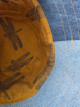 Load image into Gallery viewer, Reworked Denim Bucket Hat Rust Dragonfly Age 1 - 2 Years

