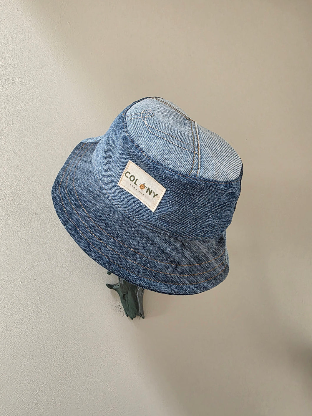 Reworked Denim Bucket Hat Green Ant/Pink Woodlouse Age 2 - 4 Years