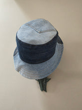 Load image into Gallery viewer, Reworked Denim Bucket Hat Green Ant/Pink Woodlouse Age 2 - 4 Years
