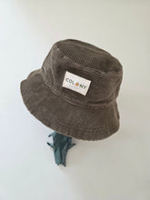 Load image into Gallery viewer, Reworked Corduroy Bucket Hat Pink Dragonfly/Sand Linen Age 2 - 4 Years
