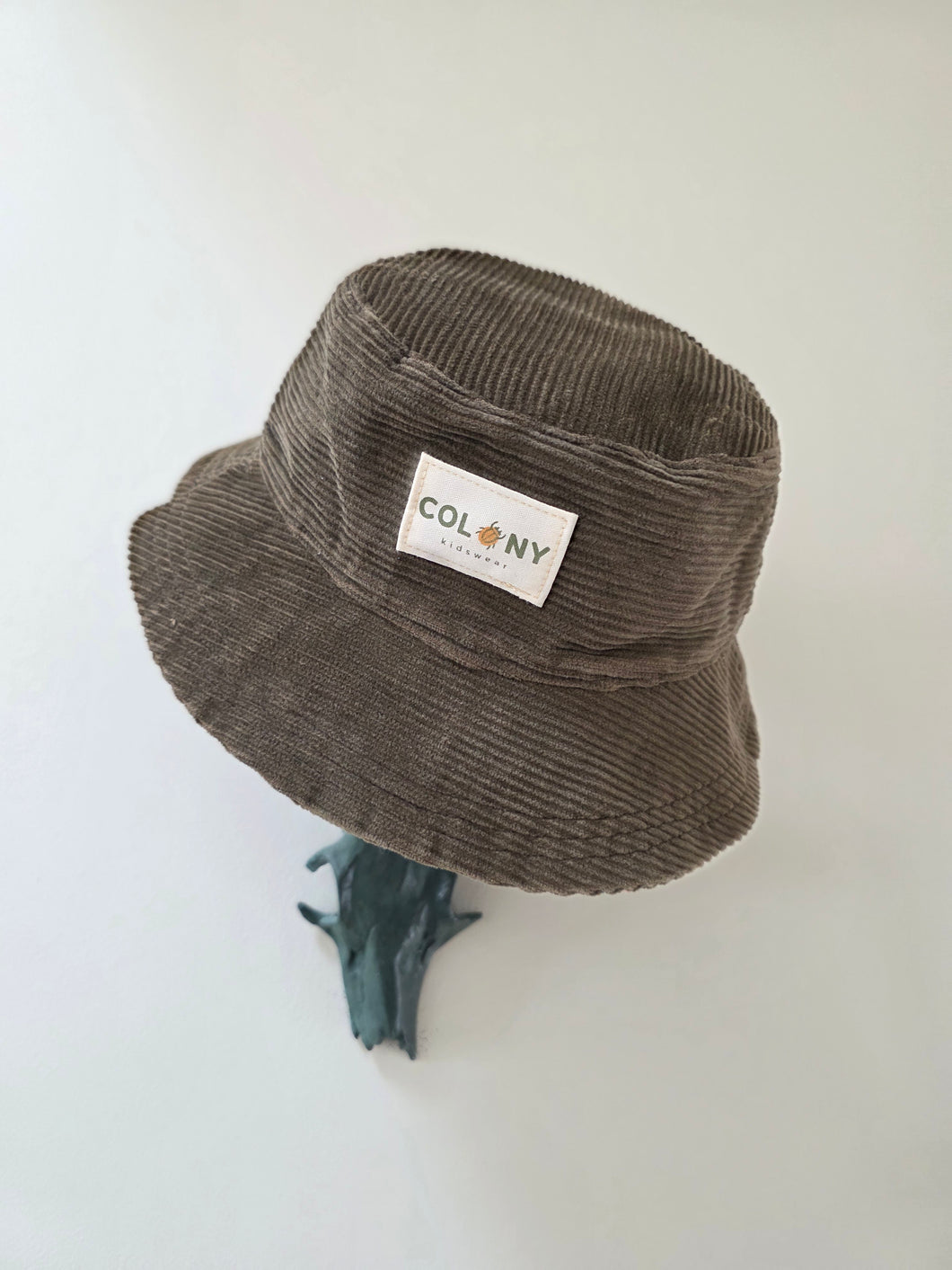 Reworked Corduroy Bucket Hat Pink Dragonfly/Sand Linen Age 2 - 4 Years
