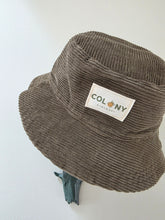 Load image into Gallery viewer, Reworked Corduroy Bucket Hat Pink Dragonfly/Sand Linen Age 2 - 4 Years
