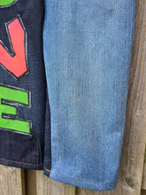 Load image into Gallery viewer, Unisex &#39;Reworked&#39; Kids Denim &#39;LOVE&#39; Dungarees Age 2-3 Years
