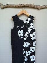 Load image into Gallery viewer, Monochrome Flower Unisex &#39;Reworked&#39; Kids Denim Dungarees Age 2-3 Years
