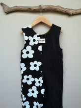 Load image into Gallery viewer, Monochrome Flower Unisex &#39;Reworked&#39; Kids Denim Dungarees Age 2-3 Years
