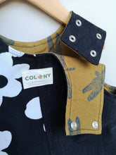 Load image into Gallery viewer, Monochrome Flower Unisex &#39;Reworked&#39; Kids Denim Dungarees Age 2-3 Years
