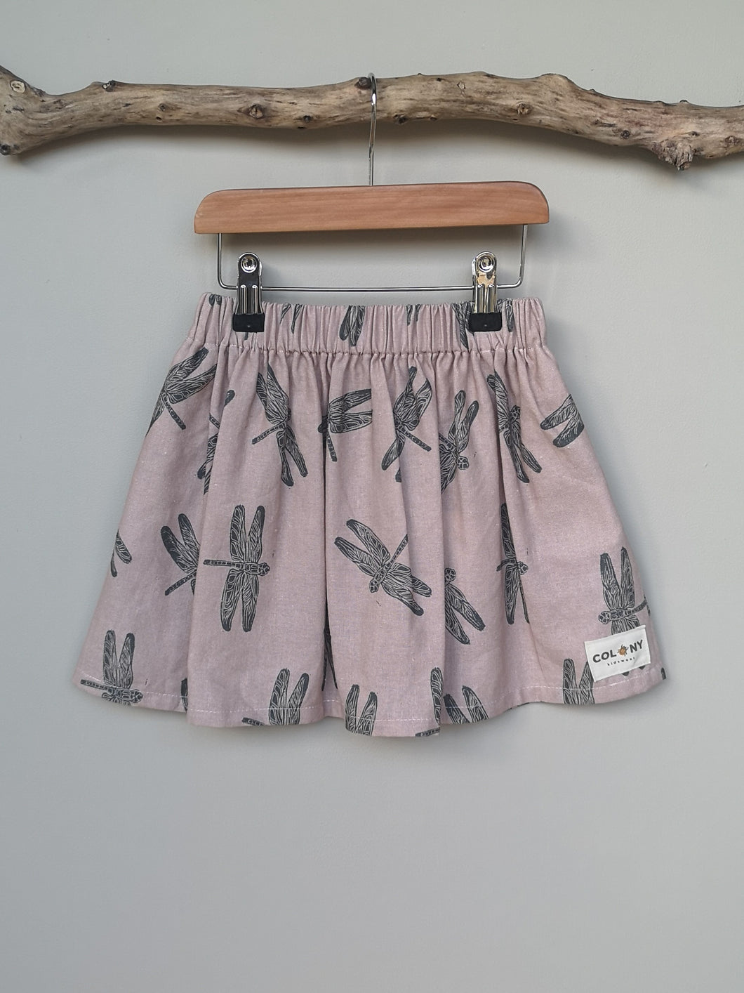 Dragonfly Print Linen/Cotton Children's Skirt