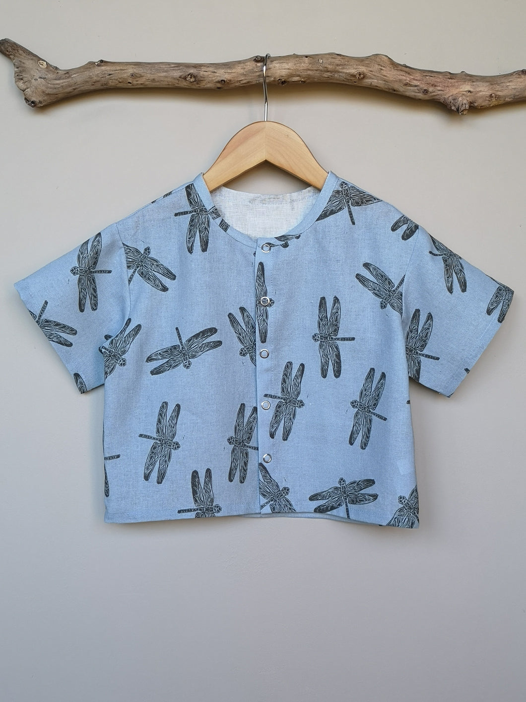 Dragonfly Print Linen/Cotton Toddler & Children's Shirt