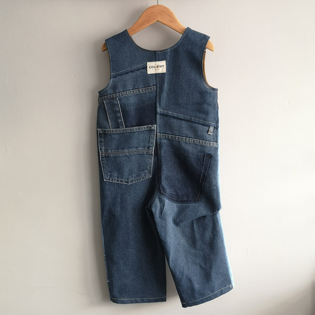 'Reworked' unisex childrens dungarees Age 2-3 years