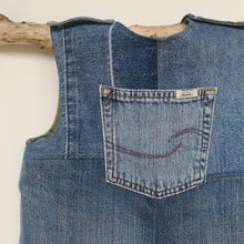 Load image into Gallery viewer, Short &#39;Reworked&#39; unisex denim childrens dungarees Age 6-7 years
