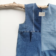 Load image into Gallery viewer, Short &#39;Reworked&#39; unisex denim childrens dungarees Age 6-7 years
