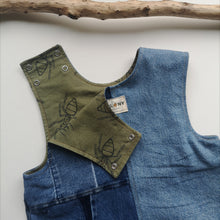 Load image into Gallery viewer, Short &#39;Reworked&#39; unisex denim childrens dungarees Age 6-7 years
