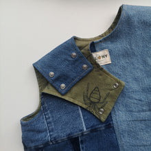 Load image into Gallery viewer, Short &#39;Reworked&#39; unisex denim childrens dungarees Age 6-7 years
