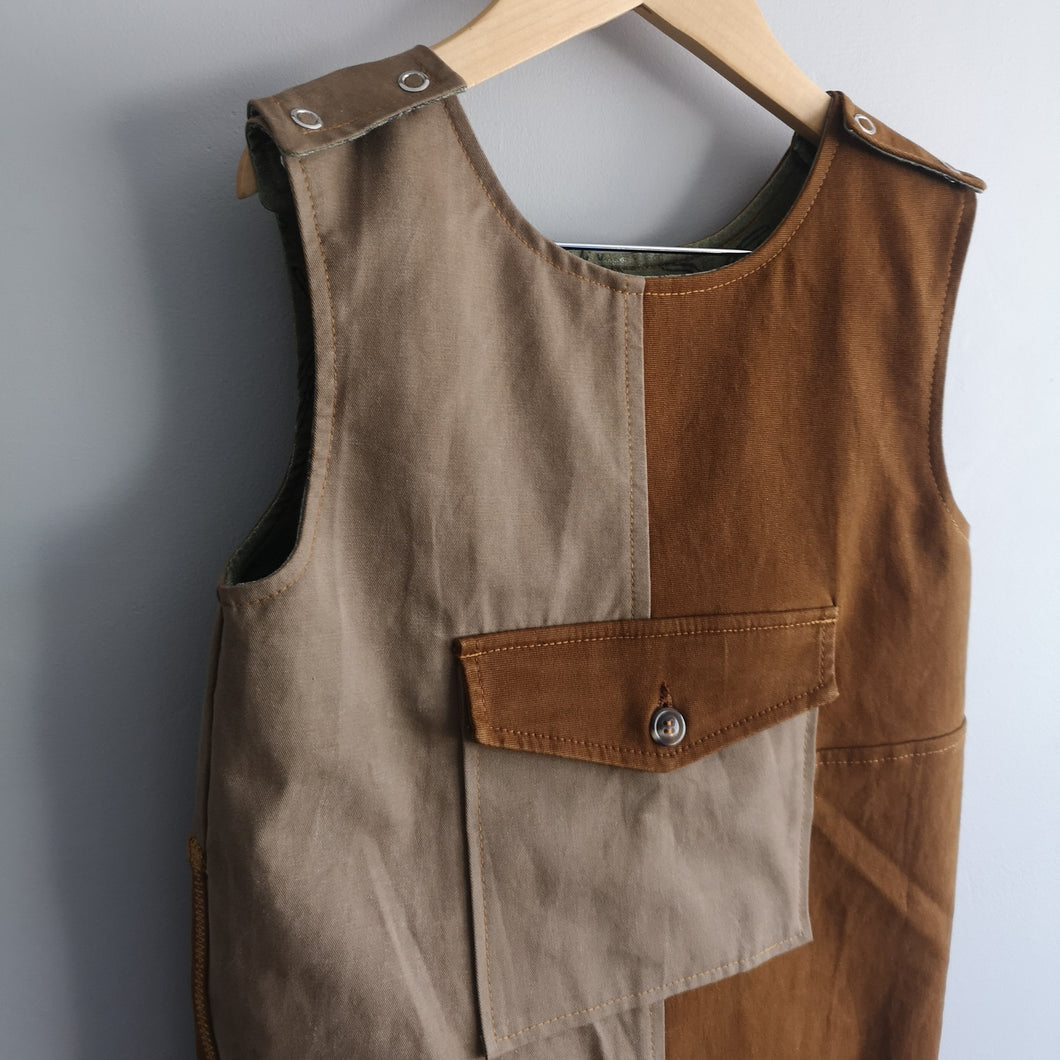 Two Tone Tan Chino Dungarees Age 4-5 Years