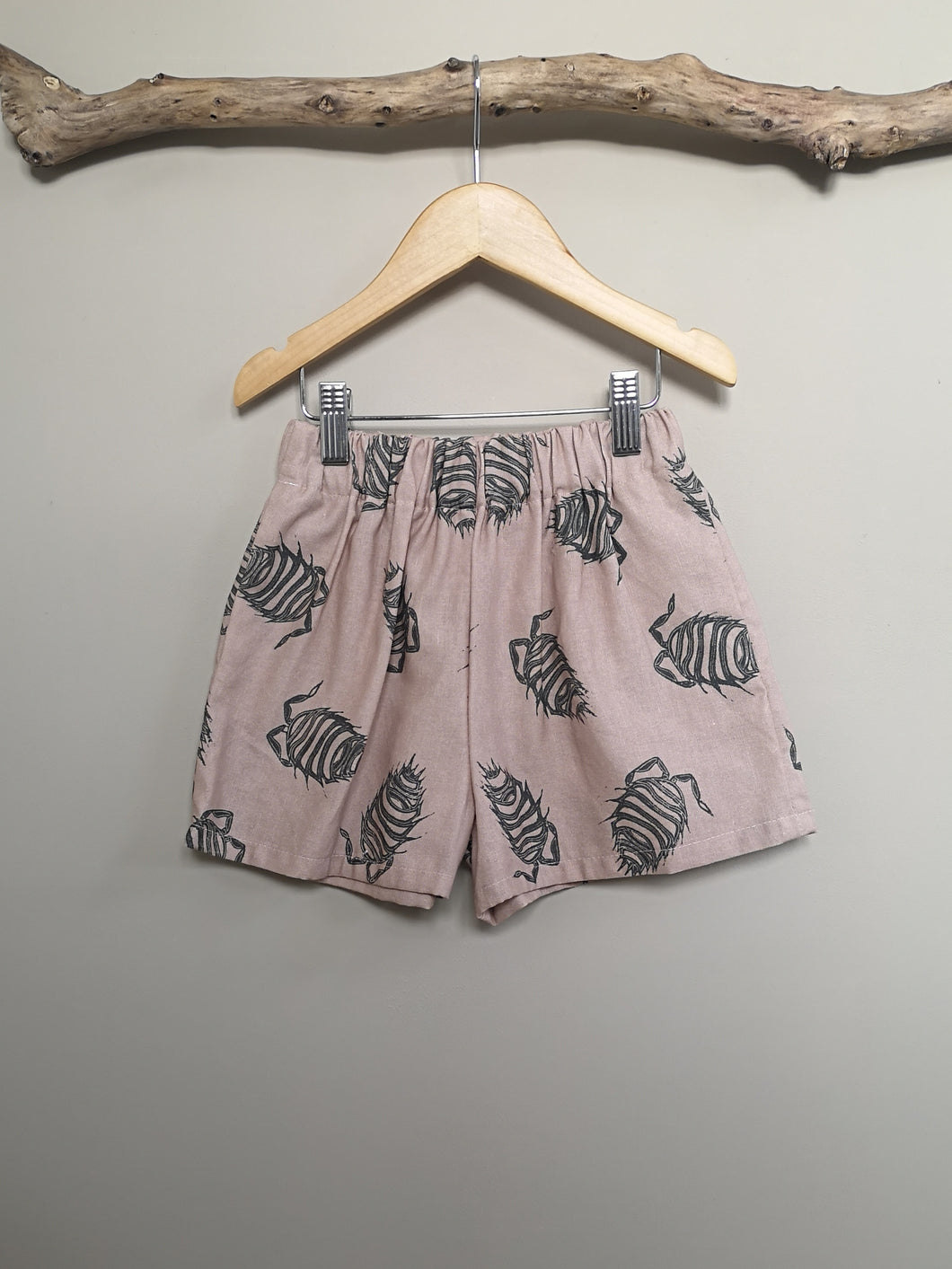 Woodlouse Print Linen/Cotton Children's Shorts